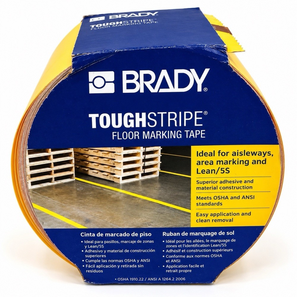 Brady 104372 ToughStripe B-514 Yellow Floor Marking Tape 4" x 100' Roll